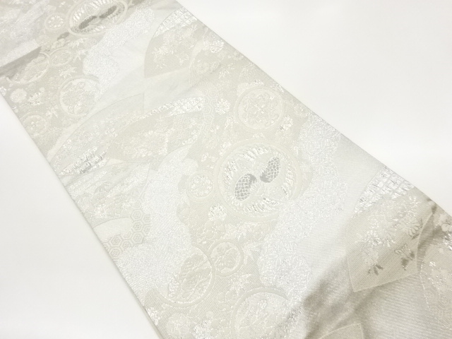 JAPANESE KIMONO / FUKURO OBI / WOVEN MANDARIN DUCK & SHOCHIKUBAI 